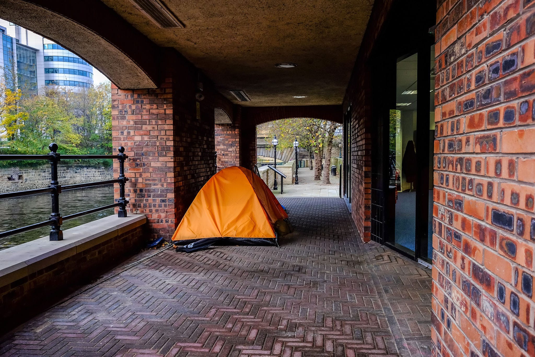 Picture of an orange tent. 